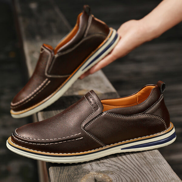 Hand-sewn Casual Leather Slip-on Bean Shoes
