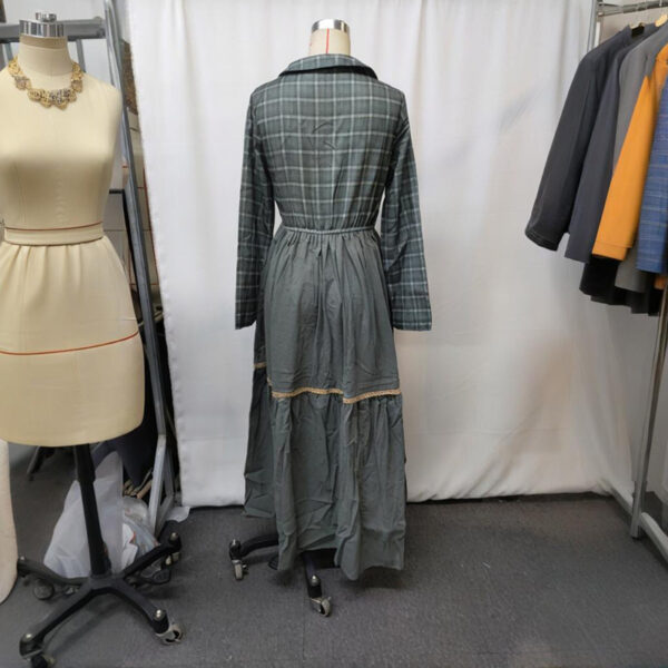 b2275c4a-49b2-415c-b10f-f22f8f328e50-1.jpeg Women's Striped Maxi Dress, Lapel Collar Button Front Long Sleeve A-Line Dress For Camping And Vacation