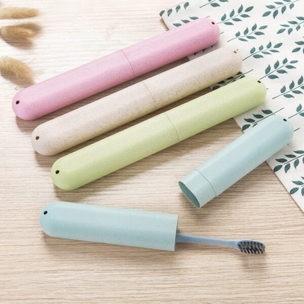 Simple Nordic Style Wheat Straw Travel Toothbrush Box Travel Portable