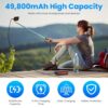 1Pc Portable Solar Charger 49800mAh Power Bank External Battery Pack 22.5W PD Fast Charging Built In 4 Cables 15W Wireless Charging LED Flashlight For Camping Hiking Picnic Travel