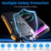 1Pc Portable Solar Charger 49800mAh Power Bank External Battery Pack 22.5W PD Fast Charging Built In 4 Cables 15W Wireless Charging LED Flashlight For Camping Hiking Picnic Travel